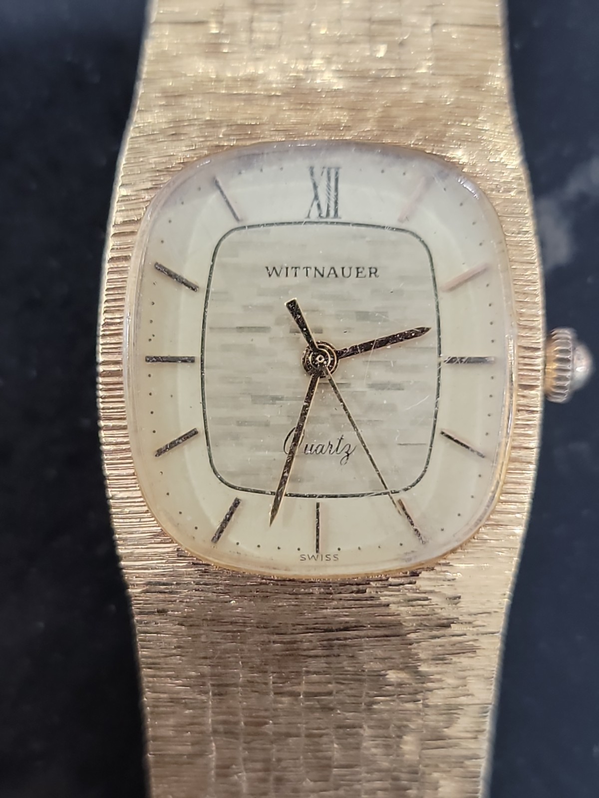 Vintage Men’s Wittnauer Integrated Bracelet Gold Quartz Watch New Battery