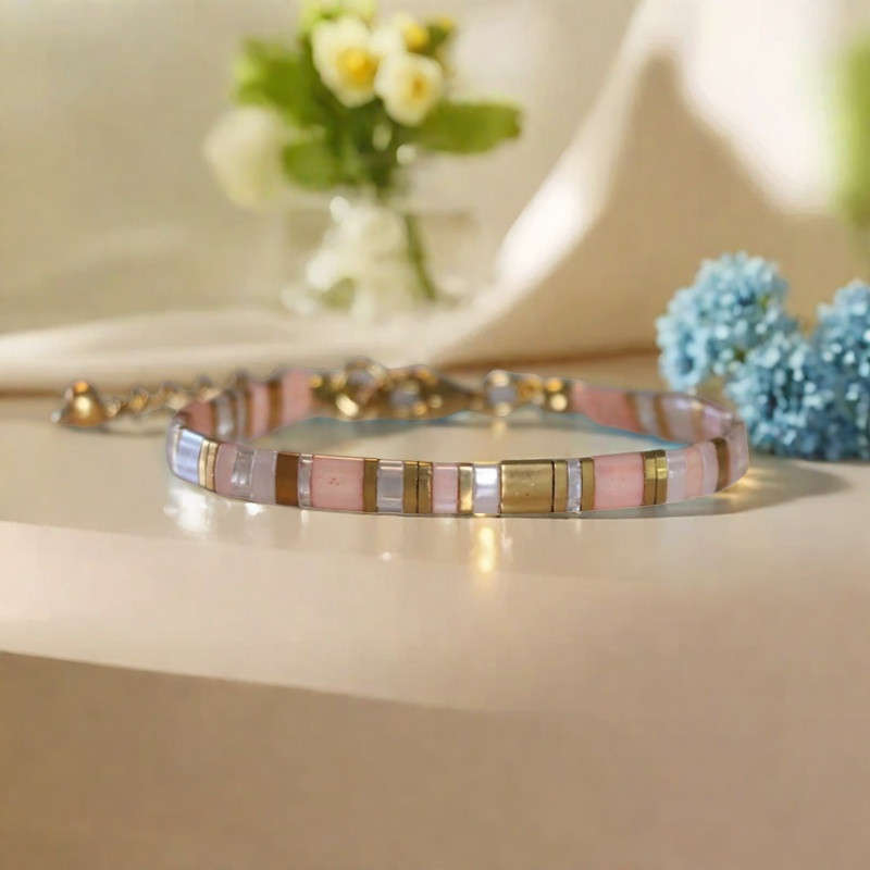 2PCS Vintage Miyuki Tila 14K Gold Plated Bracelet Handmade Minimalist Women Gift