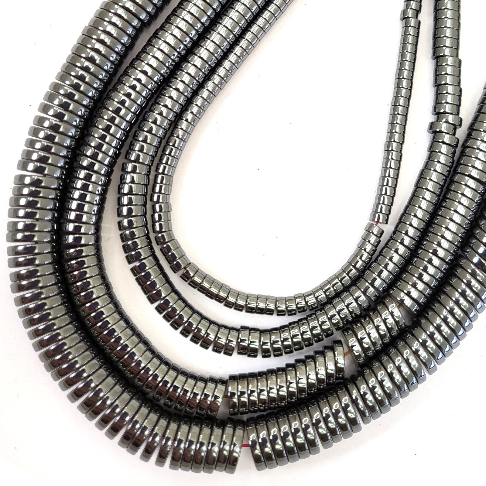 Shiny Jet Black Hematite Heishi Loose Bead 15″ strand 4mm 6mm 8mm 10mm Beading