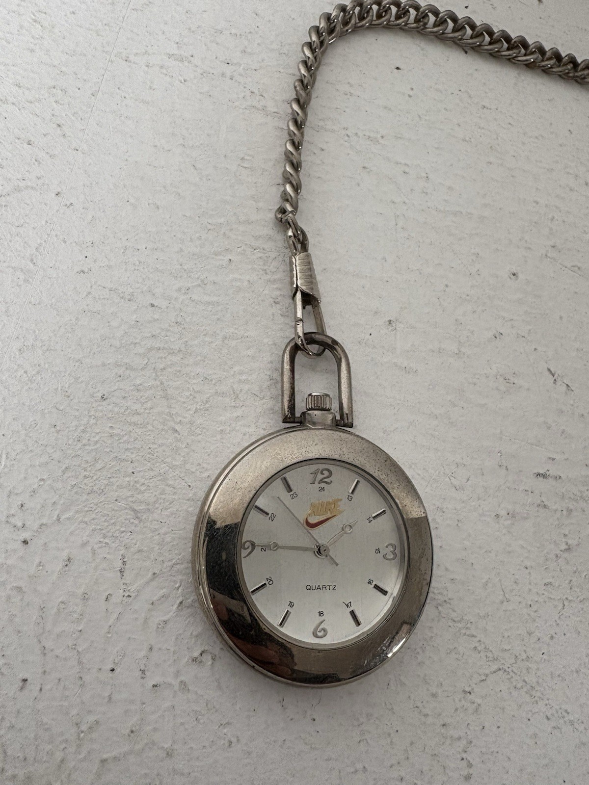 Nike Air Quartz Pocket Watch Model 1238 Made In USA Stainless Steel With Pouch