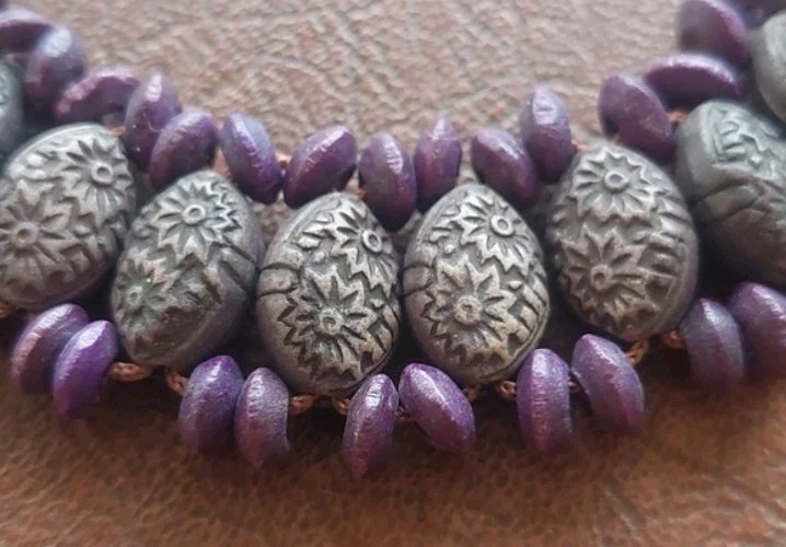 Handmade Job’s Tears Seed Bracelet Anklet Natural Organic Cuff Boho Purple
