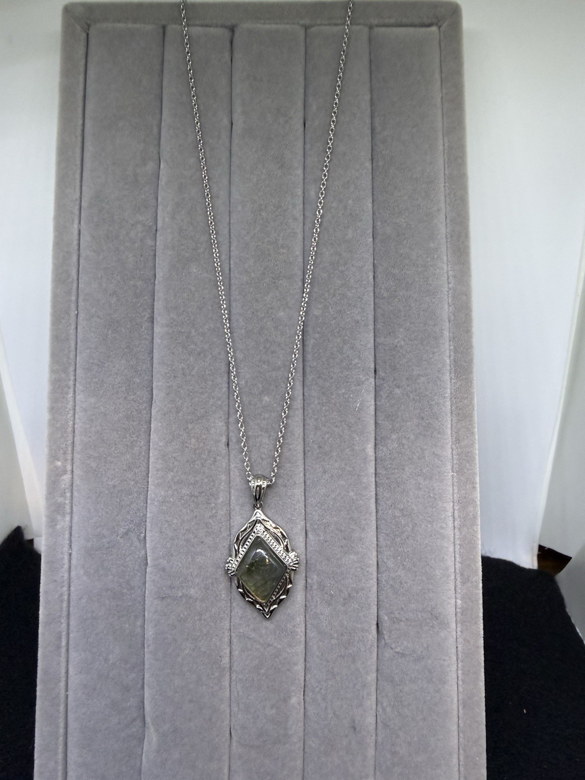 Malagasy Laboradite Kite Drop Pendant Necklace 0 Inches In Stainless Steel 6.50