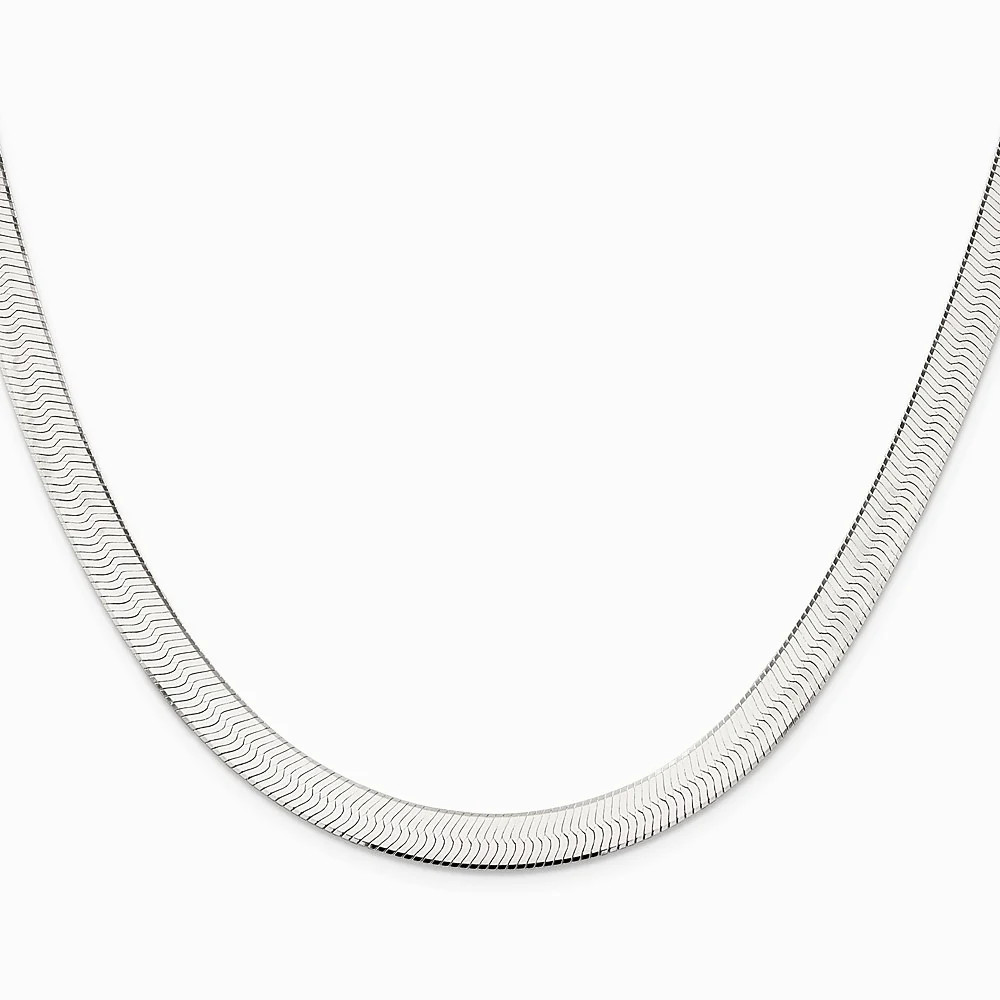 Sterling Silver Rhodium-Plated 7.3mm Magic Herringbone Chain Necklace 16″-24″