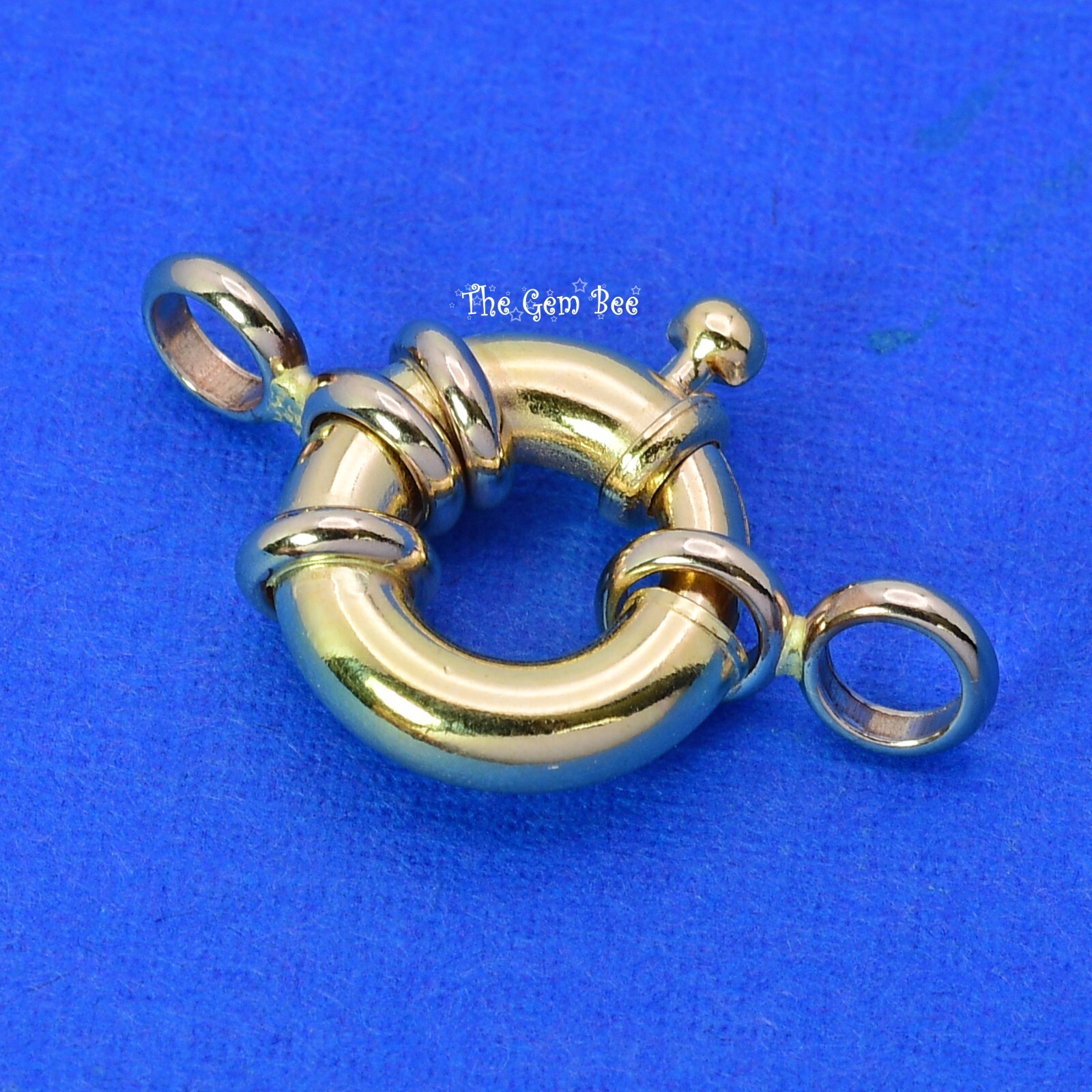12.9MM 18k Solid Yellow Gold Designer Italy Spring Bolt Ring Sailor’s Clasp