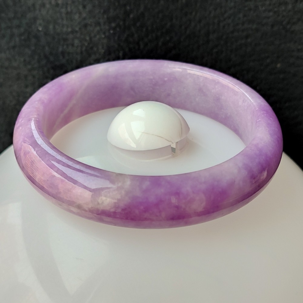 Certified Grade A Lavender 57-58mm Natural Burma Jade jadeite Bangle Bracelet