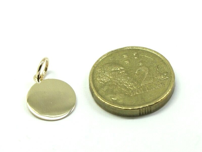 Genuine 9ct 9k 375 Solid Yellow Gold 12mm disc round circle pendant *Free post