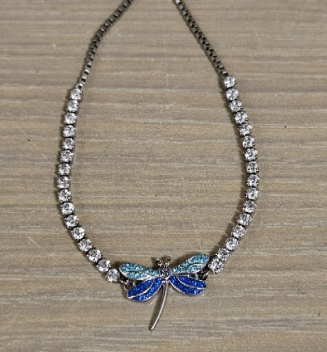 Dragonfly Silver Etched SU Czch Crysyals Chain Slide Adjustable Bracelet