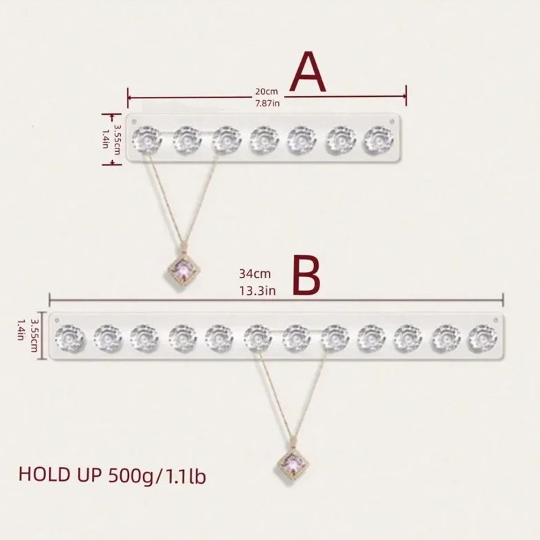 1pc Acrylic Necklace Hanger Wall Mounted Jewelry Organizer Bracelet Holder – NEW
