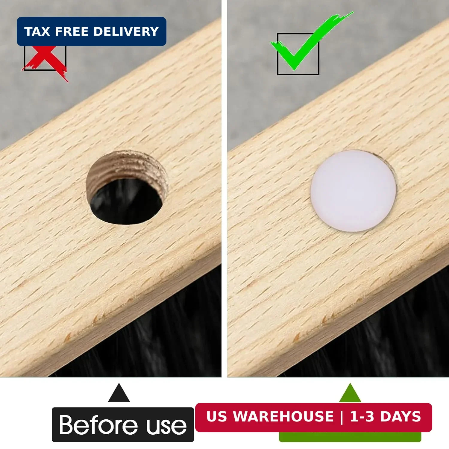 100 Pcs 1/4″(6mm) Plastic Hole Plugs Screw Caps Cover White Plastic Hole Plugs f