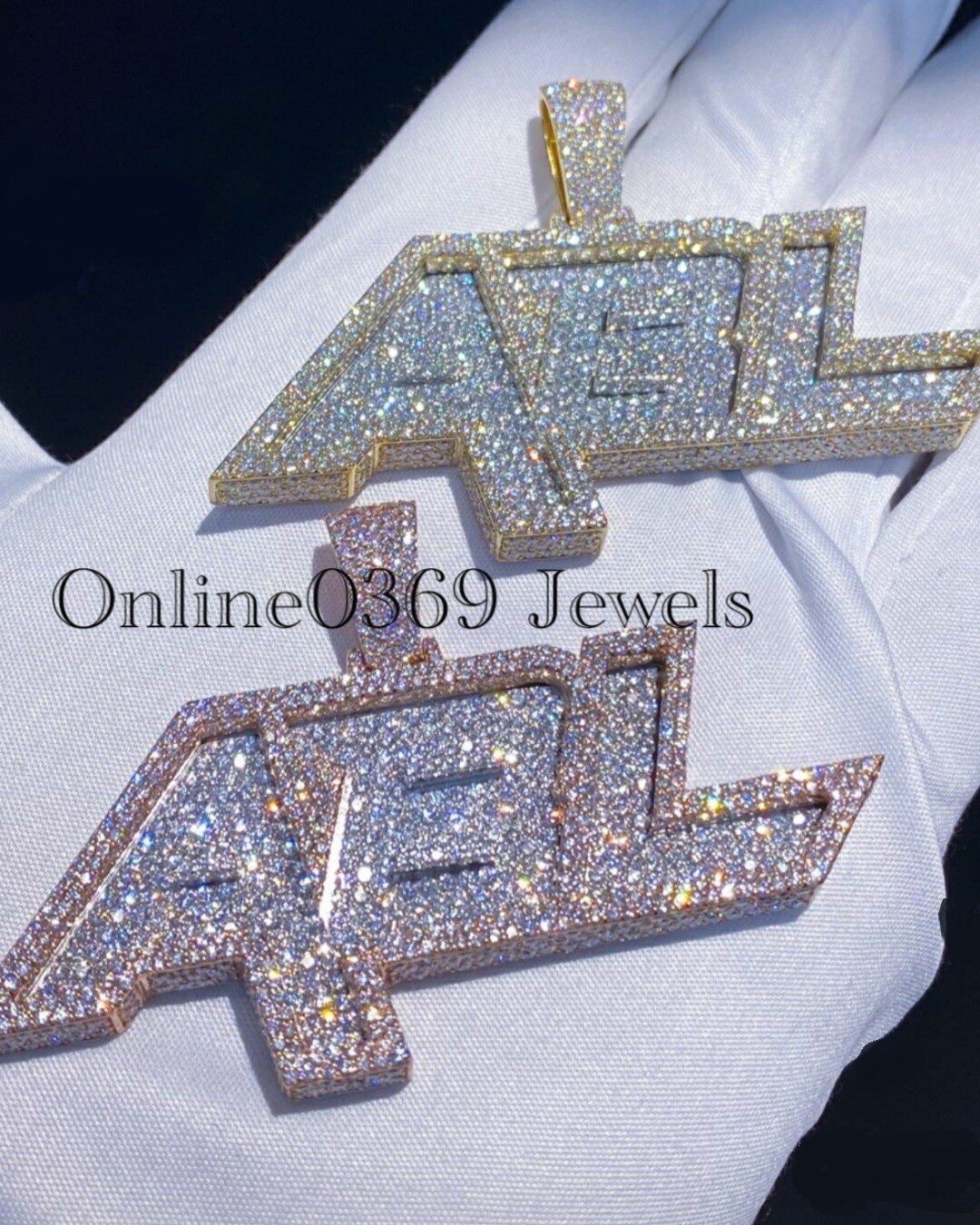 3.45 ct Passing Tester Moissanite Men’s Customized Name Pendant 925 silver