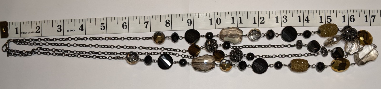 Women Necklace 2 Strand Black Gray Yellow Beads Stone Costume Jewelry Statement