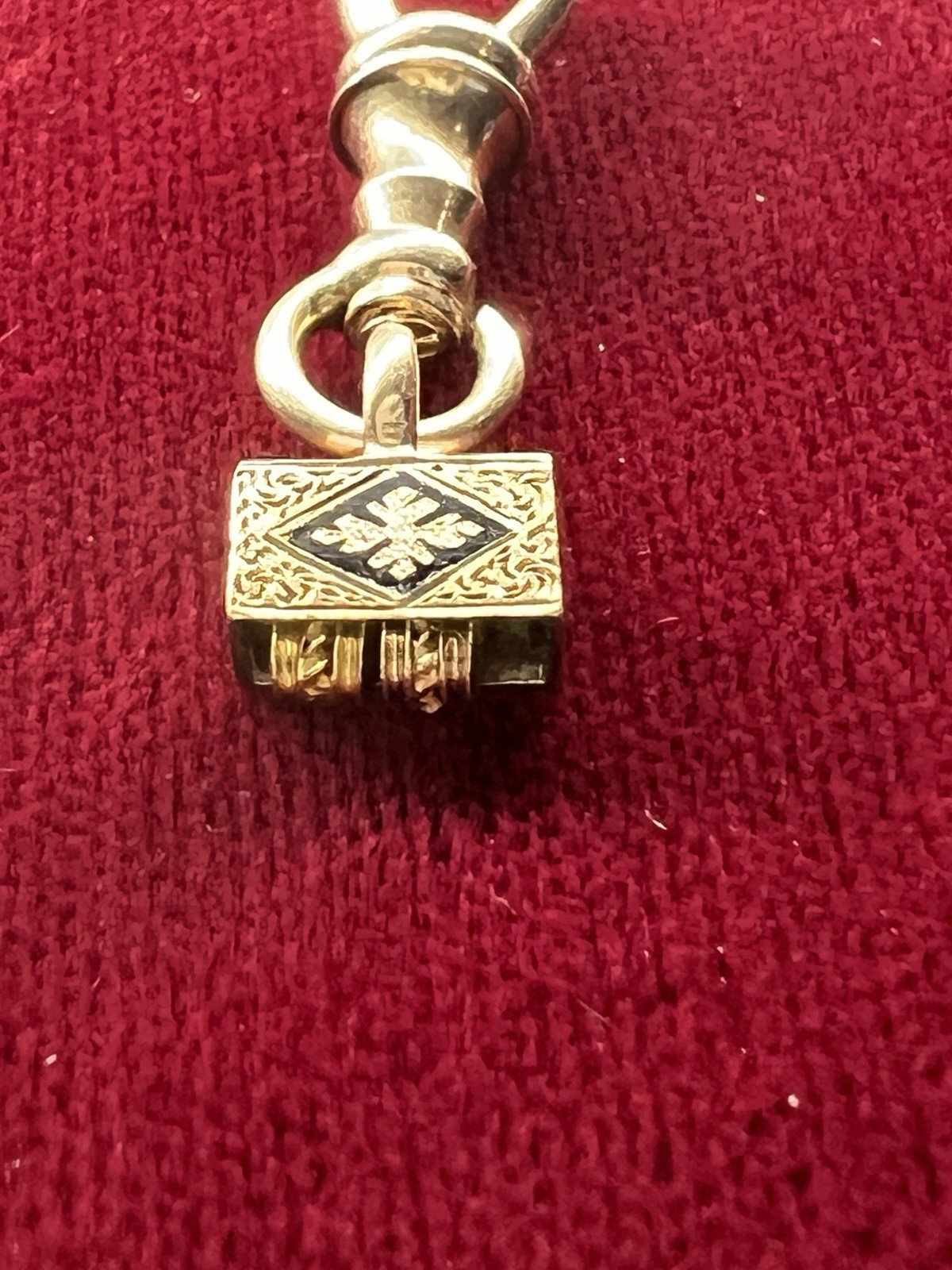 Victorian Antique 14k Yellow Gold Dog Clip Clasp w/Taille d’Epargne finding