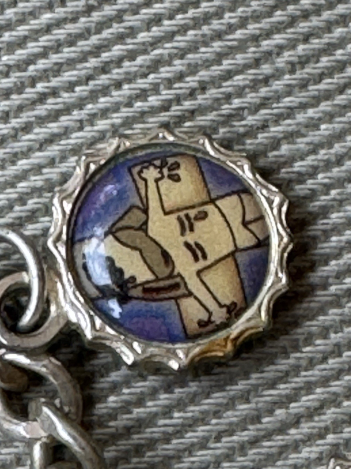 Vintage Ricordo Metal and Enamel Cartoon Character Charm Bracelet