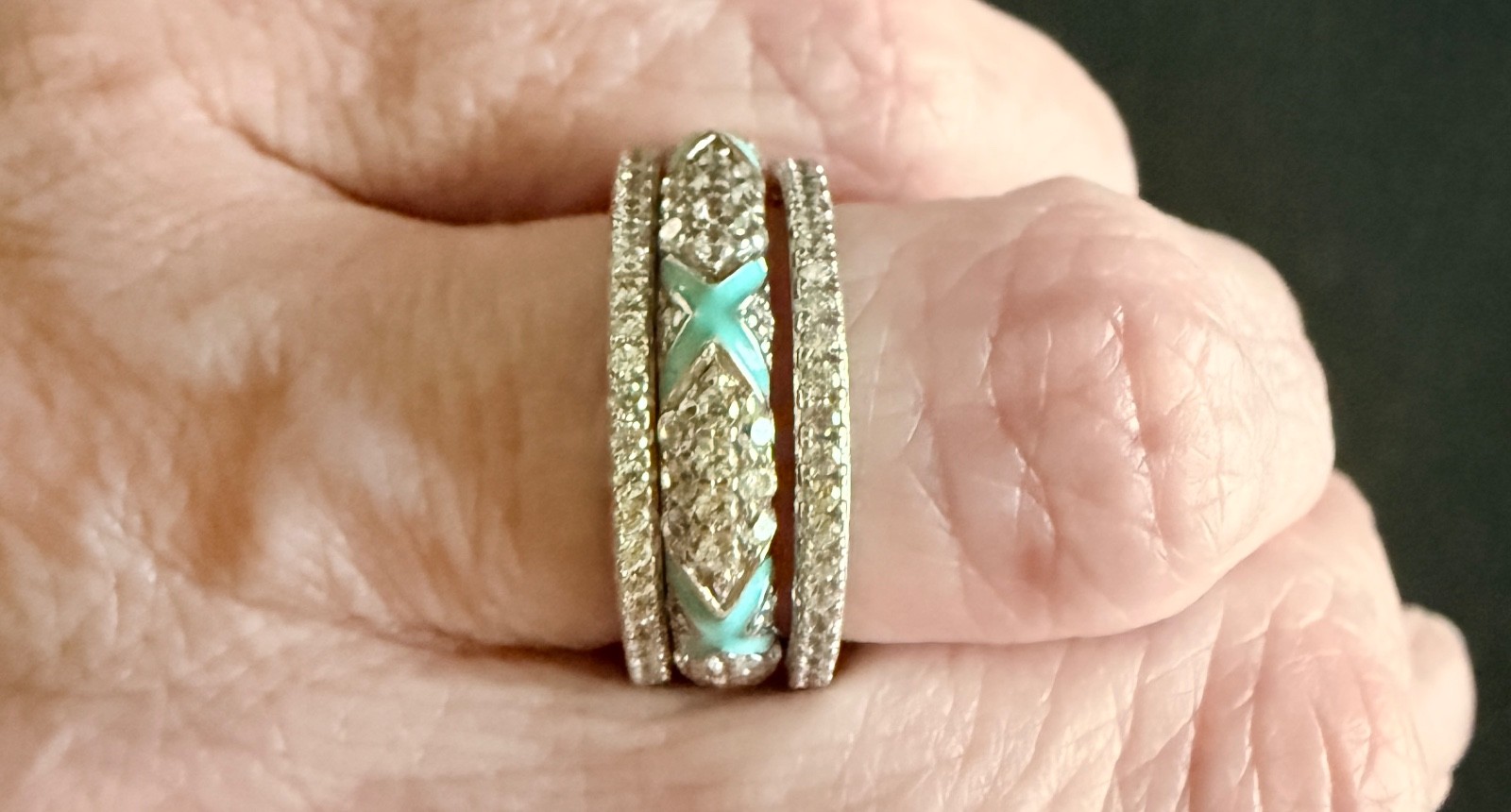 Hidalgo (Dark Blue Ring Only) Sterling, Enamel & CZ Stack/Band Ring Size 8