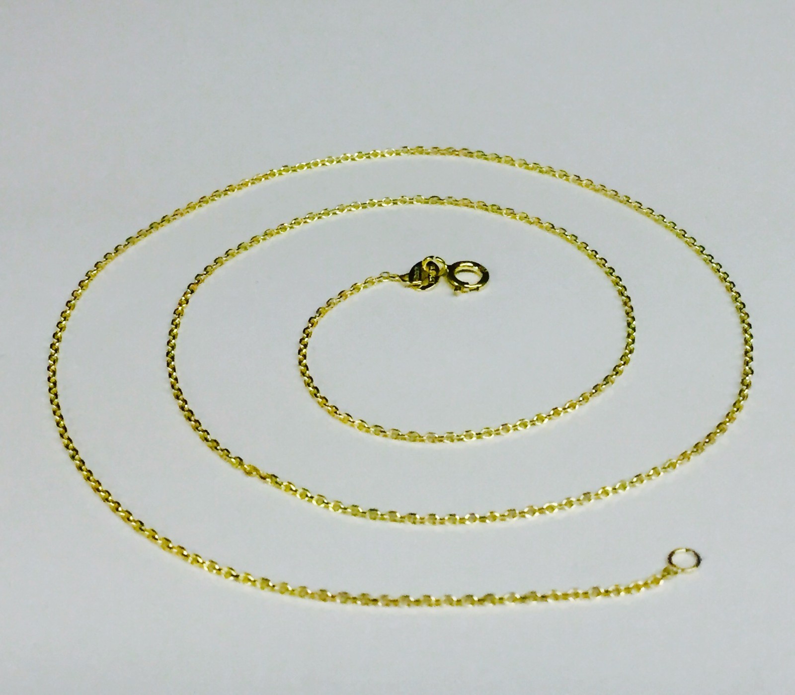14k Yellow Gold 16″ Solid Cable Link Pendant Chain/Necklace 1.1 mm 1.4 Grams