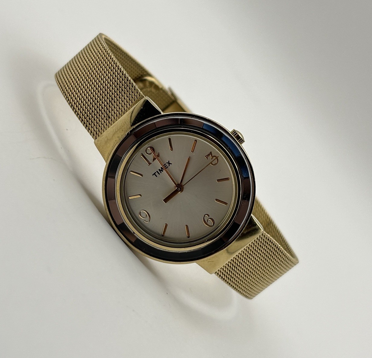 Timex Ameritus Gold-Tone SS Mesh Bracelet Dress Ladies Watch T2P197 #7.21