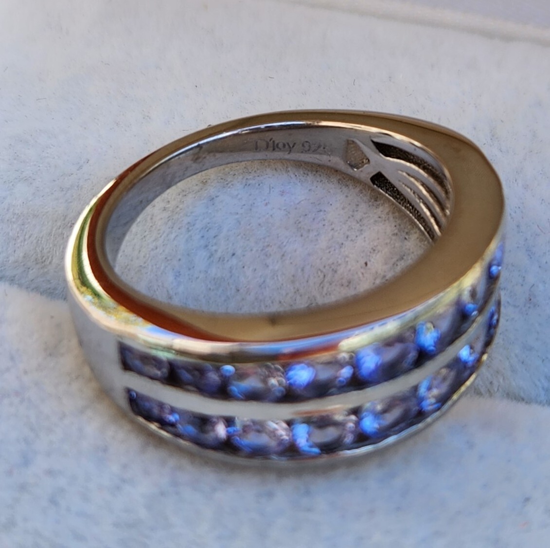 Tanzanite Double Half Eternity Band in Platinum Over Sterling 2.0 ctw Size 6