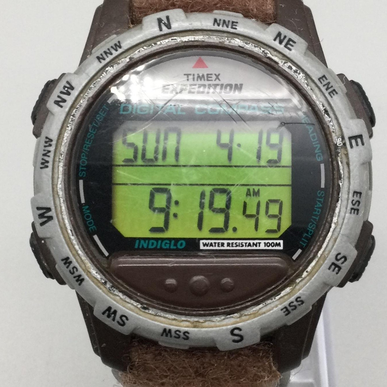 Vintage Timex Expedition Men Watch 42mm Digital Compass Indiglo WR 100M
