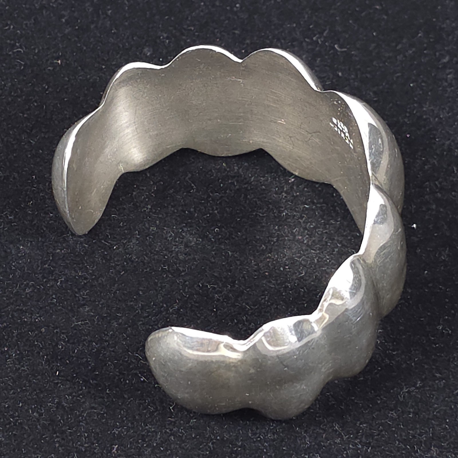 Sterling Silver Scalloped Cuff Bracelet Mexico 925 Wavy Modernist Design 50g