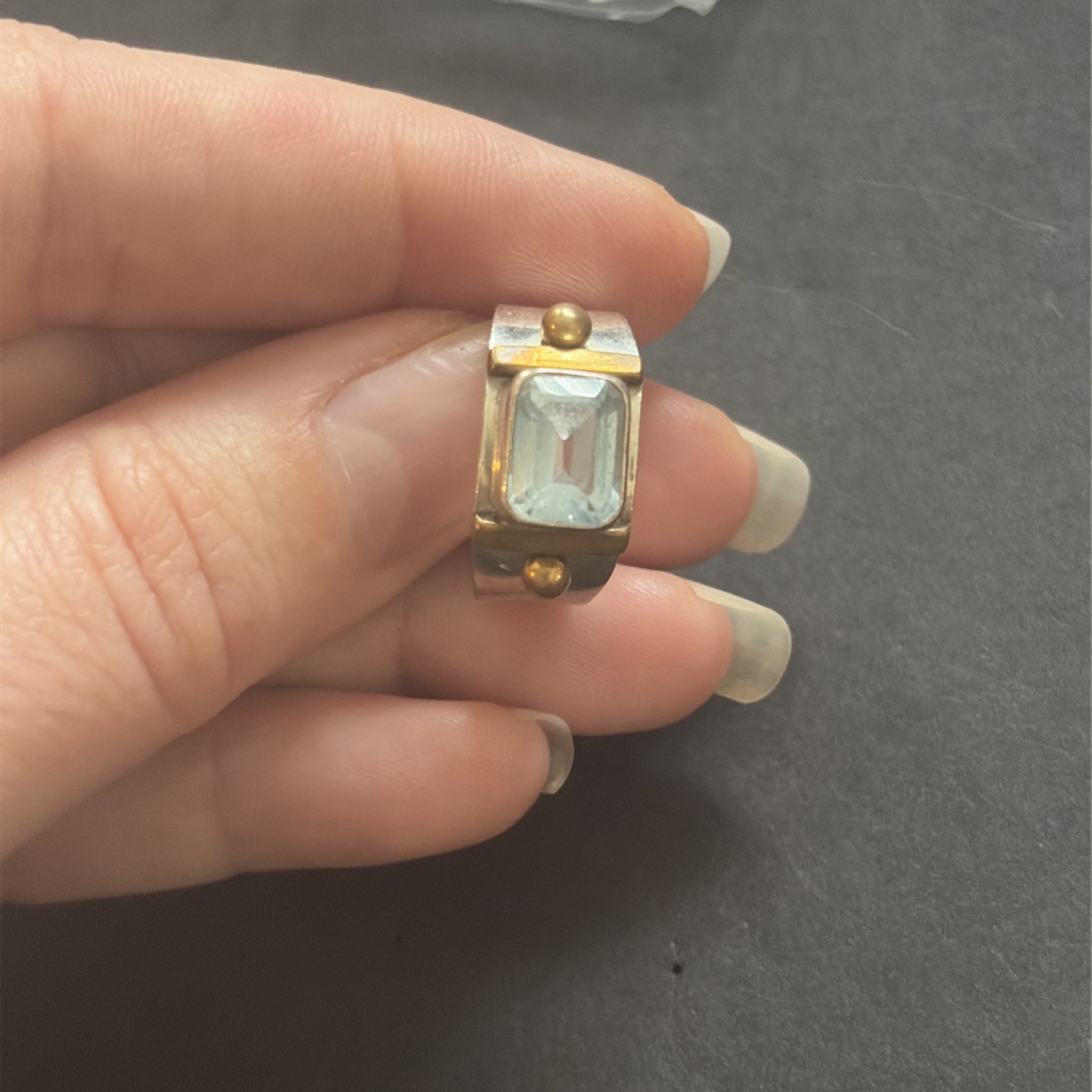Vintage Starling Silver Blue Topaz Ring Size 7.5 925