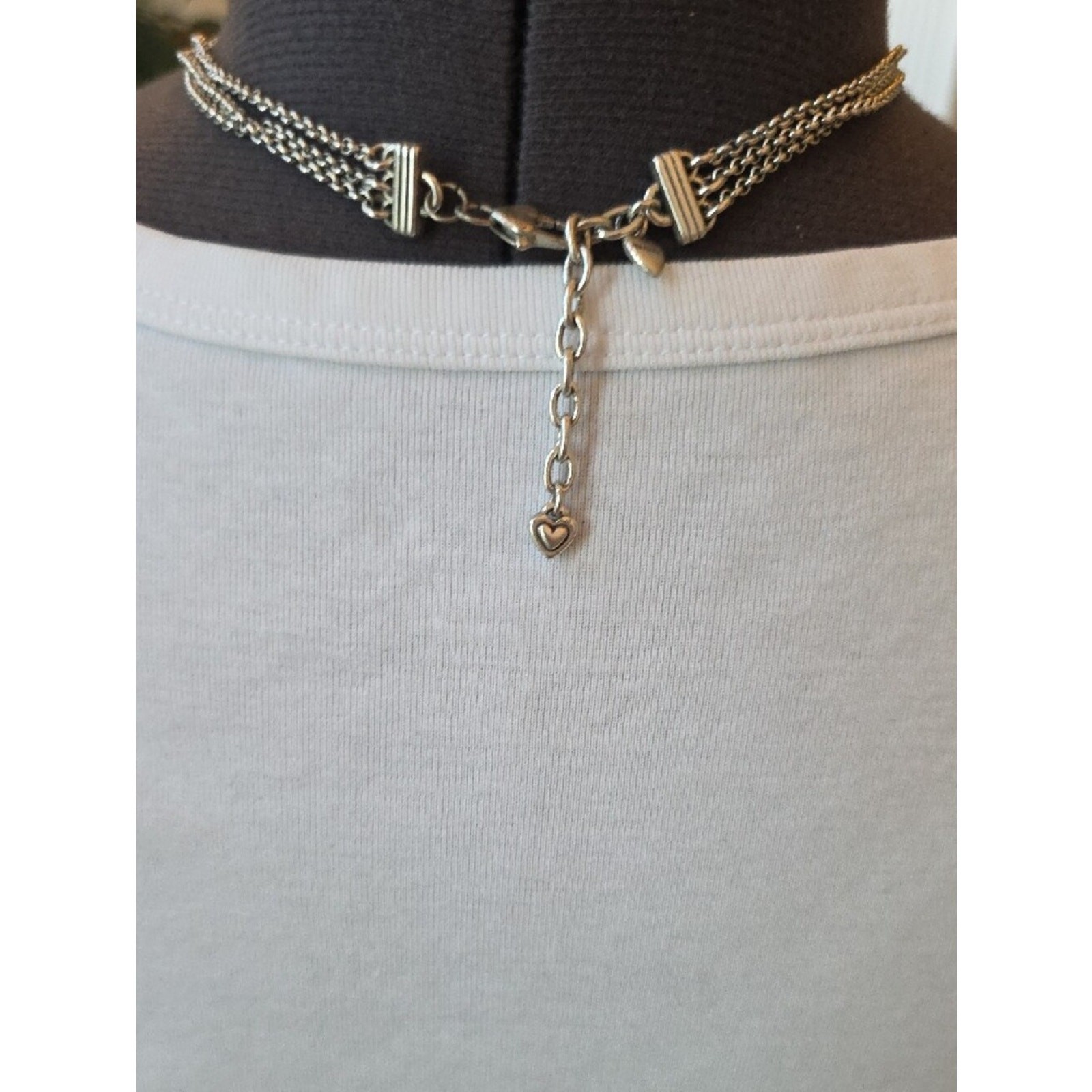 Brighton Silver-Tone Art Deco Filigree Triple Strand Necklace