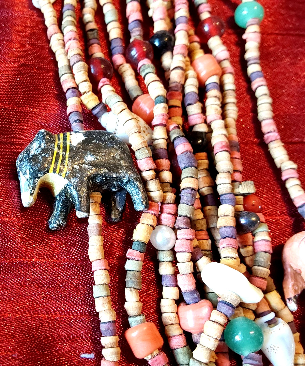 Vintage 70’s/80’s African Safari Wooden Beaded Multi Strand Necklace 33” Animals
