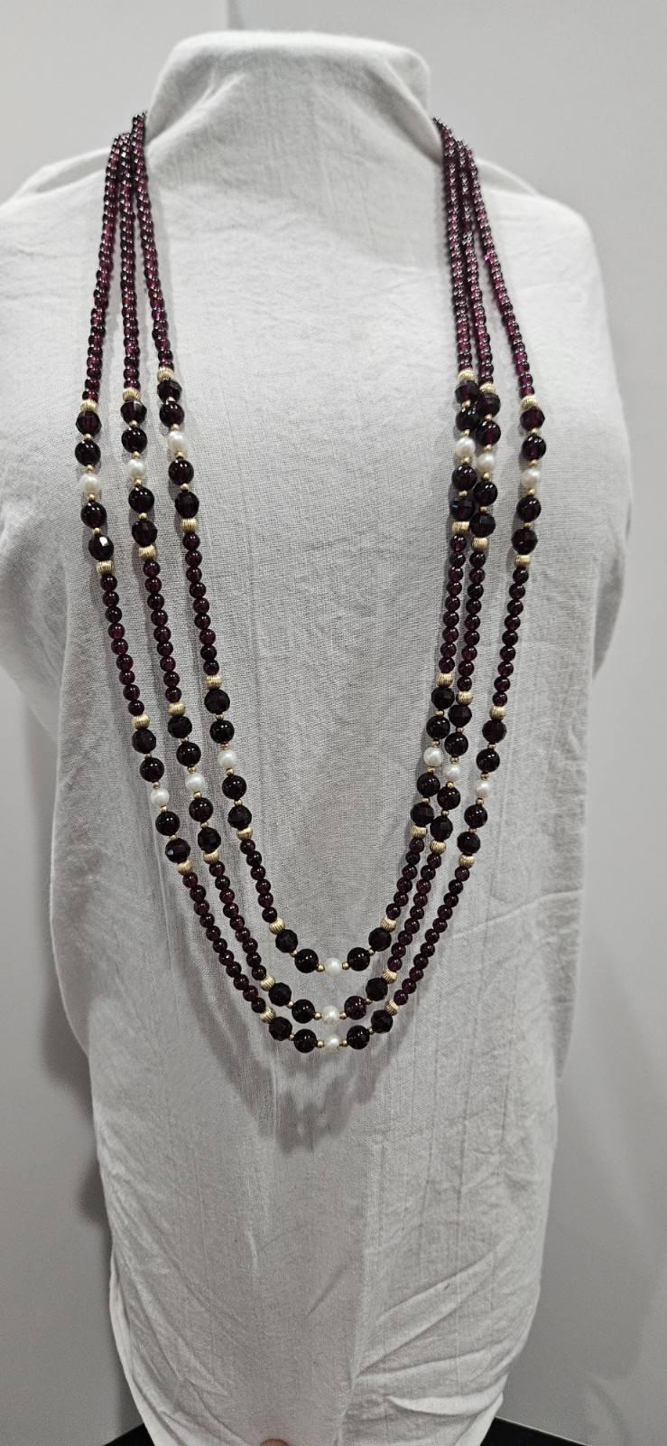Lot of 4 garnet beaded necklaces different lengths and styles