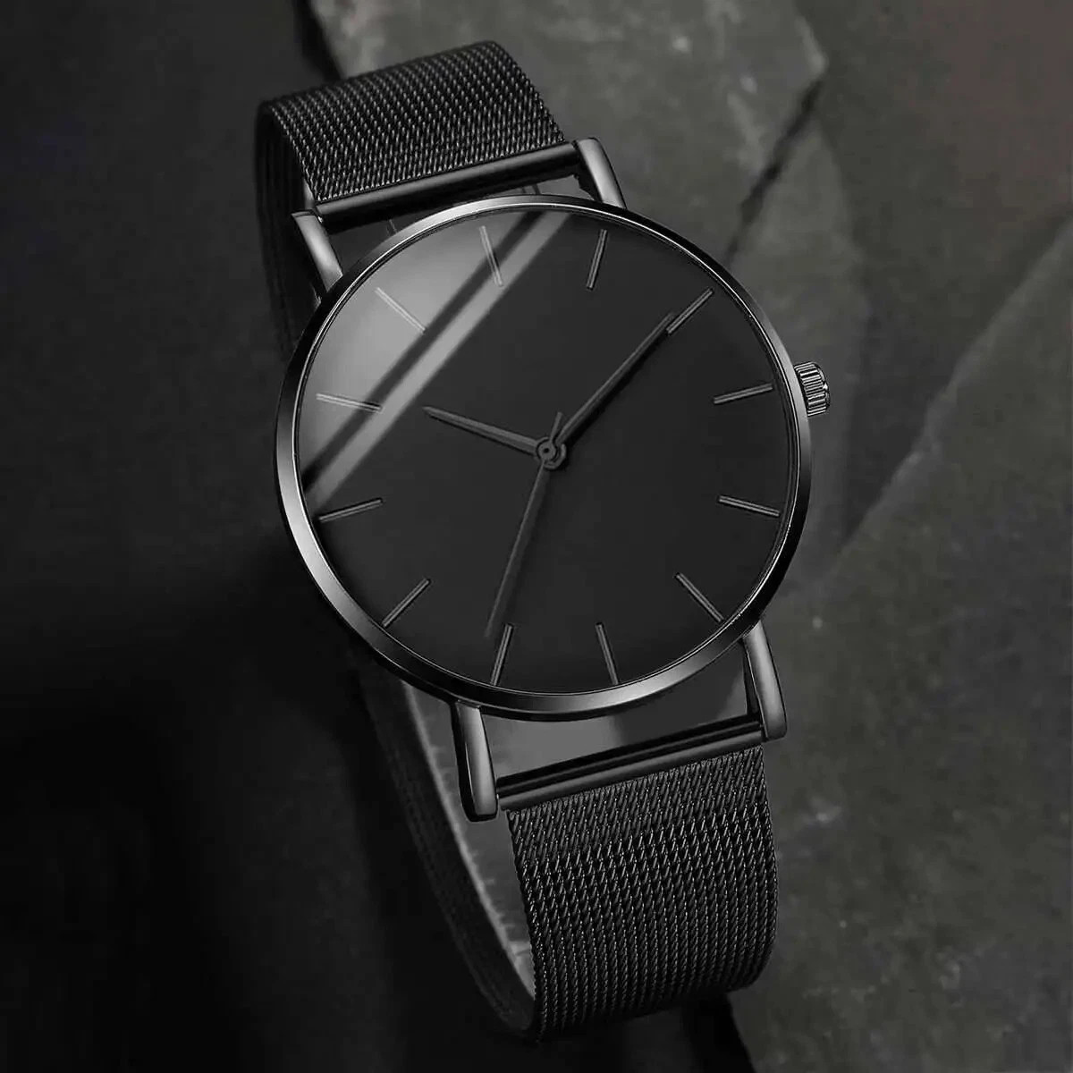 New Blackout Ultra Thin Men Quartz Watch Minimalist Stainless Steel Watch