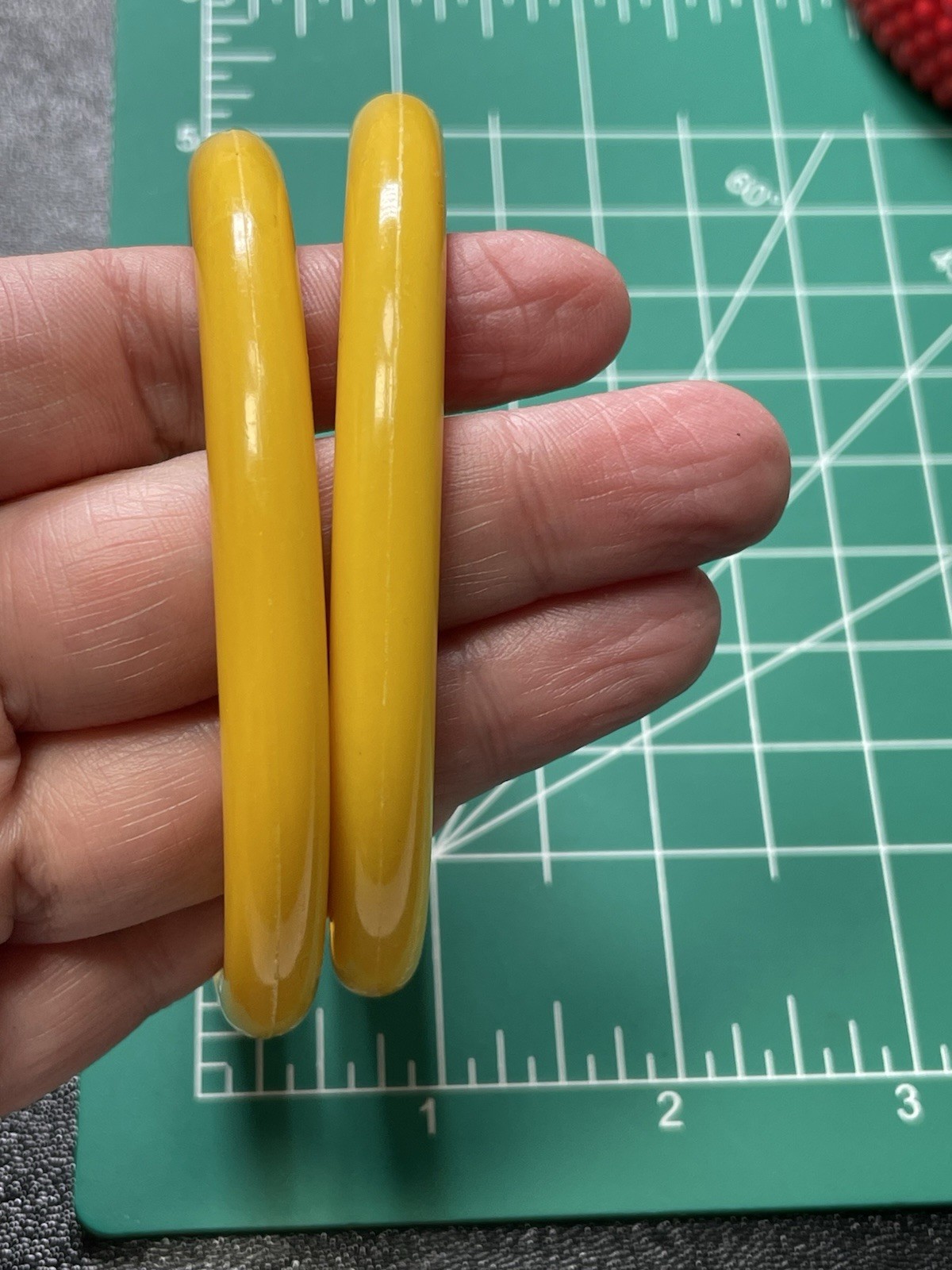 Vintage 2pc Mustard Yellow Lucite Retro Bangle Bracelets