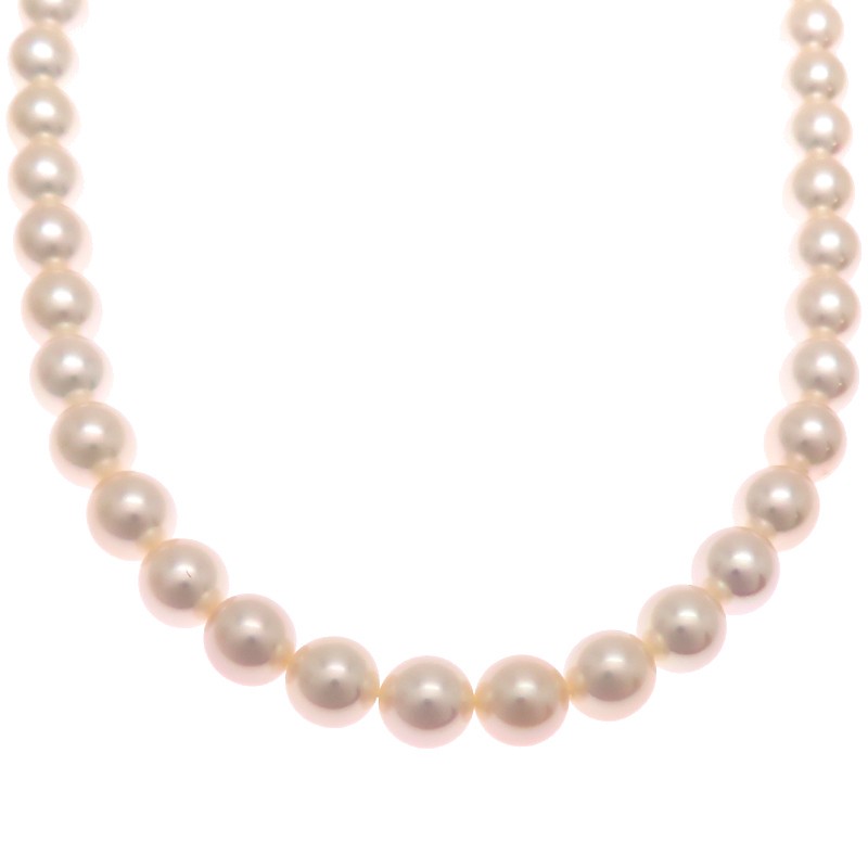 MIKIMOTO Akoya Pearl Necklace 7-7.5mm K18 18K White Gold Womens Authentic