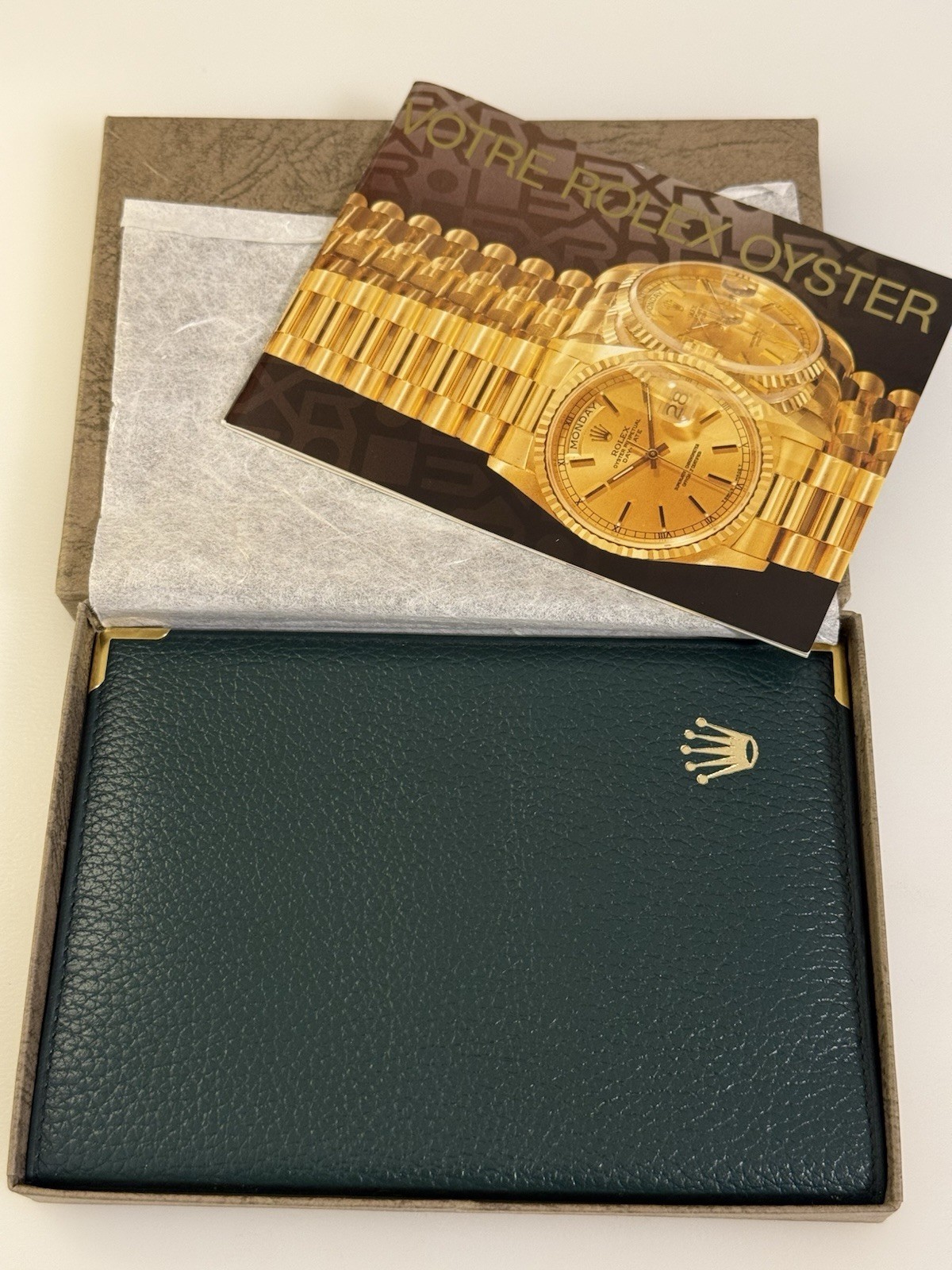 Vintage Rolex Green Document Wallet Papers Holder With Oyster Booklet
