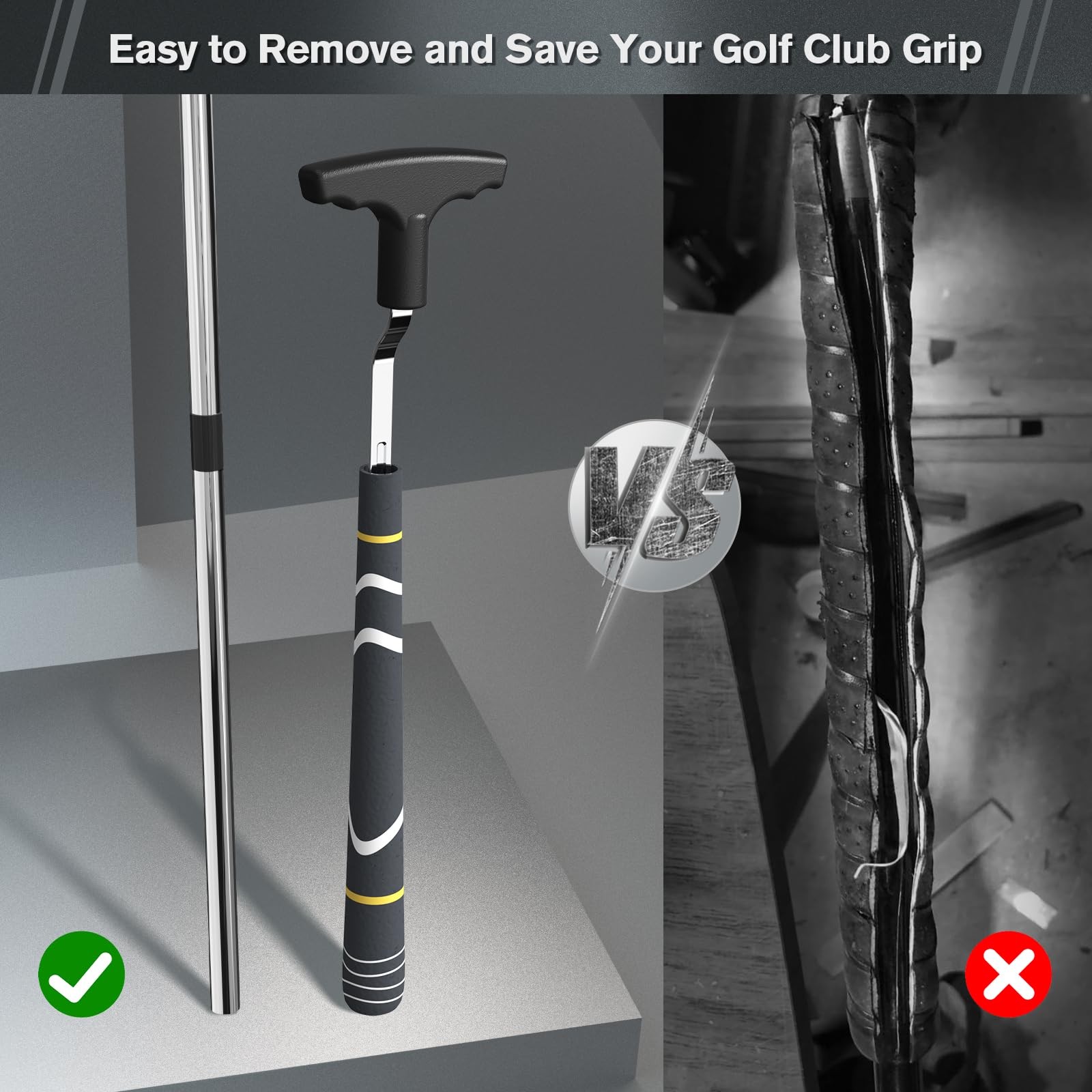Natupal Golf Grip Removal Tool, V-Groove Grip Remover Saver 11″ for Standard Len