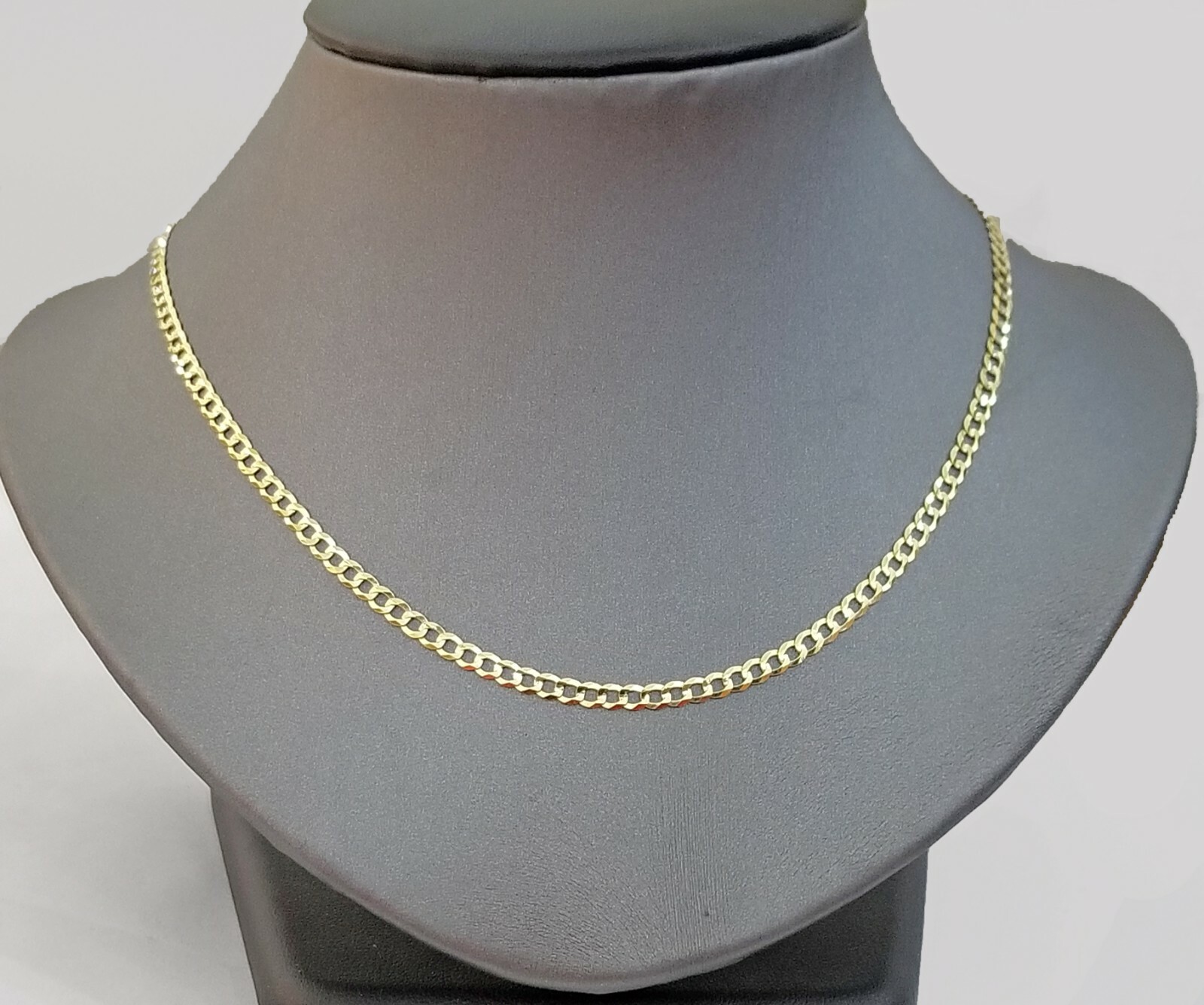 14KT SOLID Yellow Gold 3mm Cuban Curb Link chain Necklace 18″-26″ Men Women Real