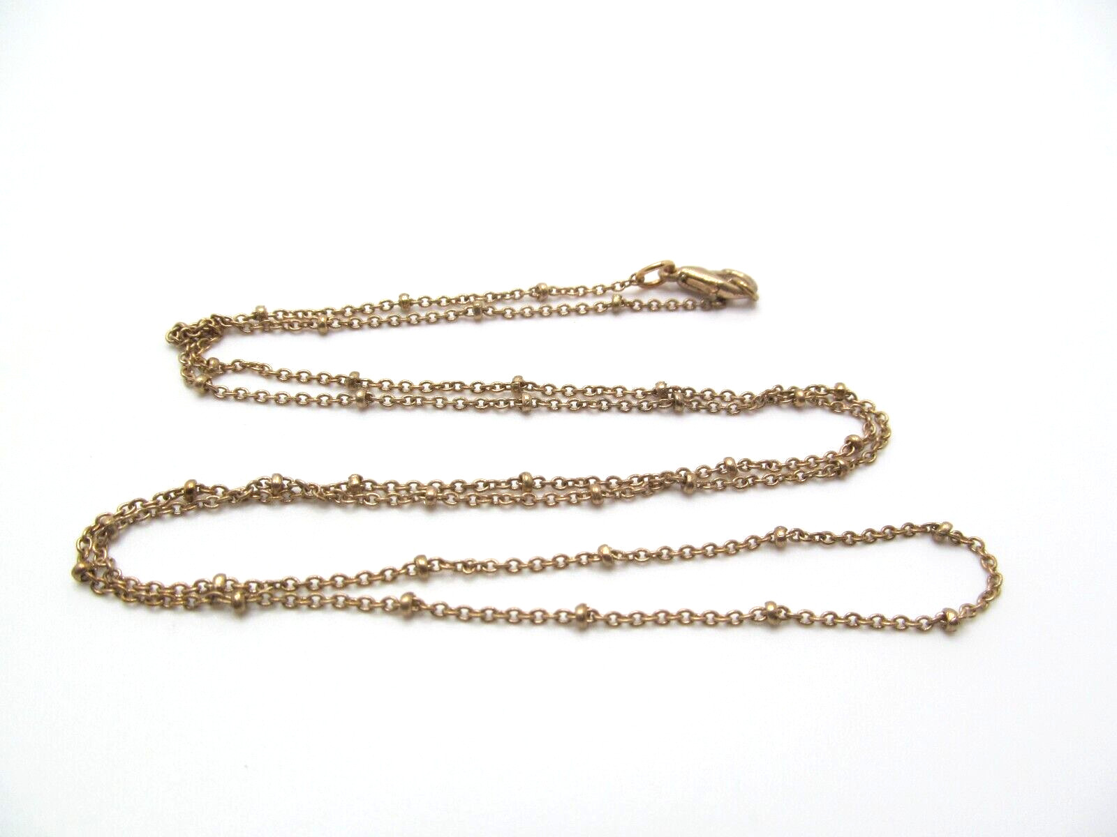 Vintage Gold Tone Rolo Link Micro Ball Bead 2mm Chain Necklace 27 Inch