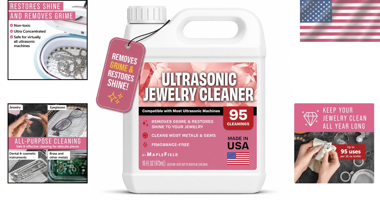 Ultimate 16 Fl Oz Ultrasonic Jewelry Cleaner – Revitalize Gold, Silver & Gems