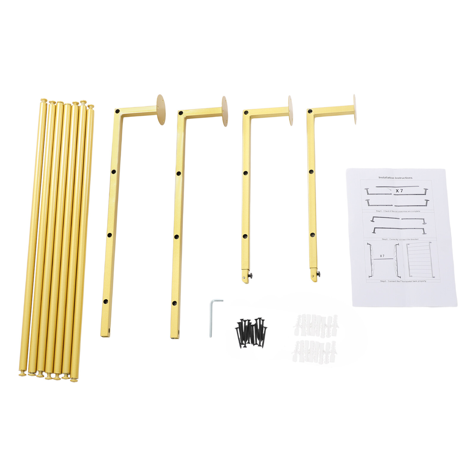 Gold 7-tier Wall Mounted Scarf Rack Display Rack Towel Storage Rack Carbon Steel