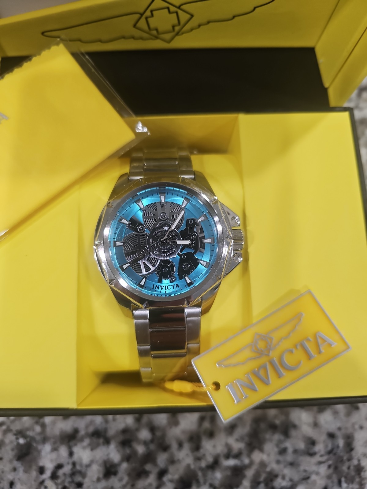 Retail 299.99! Invicta Auqa Objet D Art Men Watch w/ Skeleton Dial – 44mm. Steel