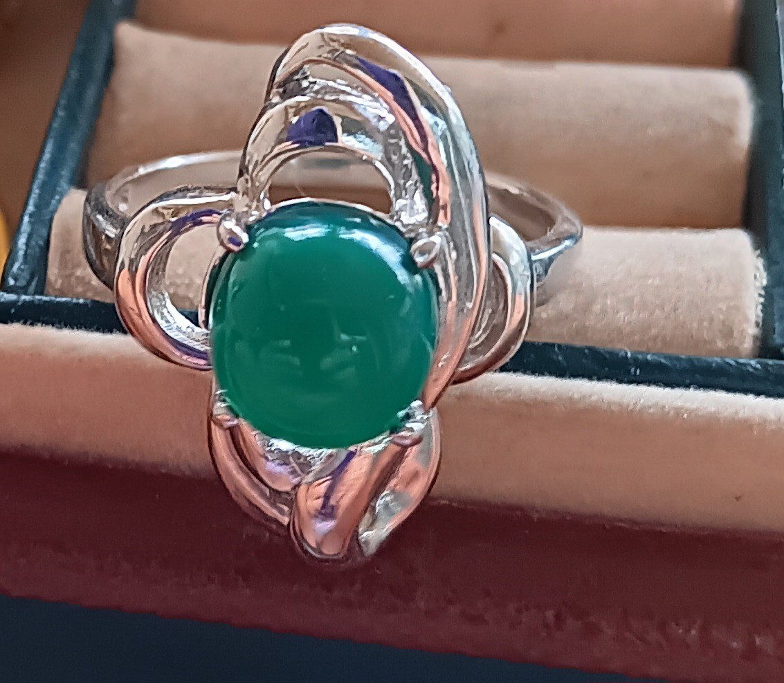 925 Sterling Silver Ring Round Aventurine 9mm Natural Gemstone Jewelry Size 9