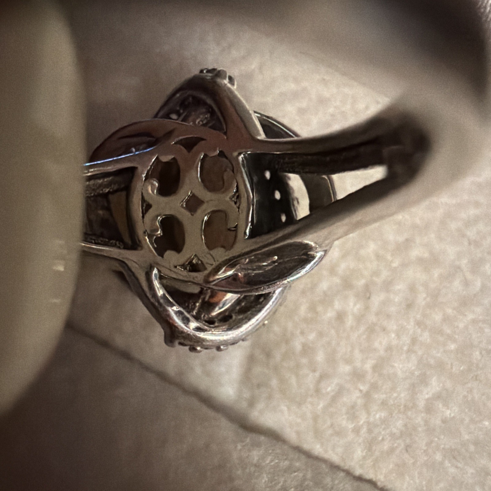Vintage Opal Cubic Zirconia Sterling Silver Ring – Size 10 L
