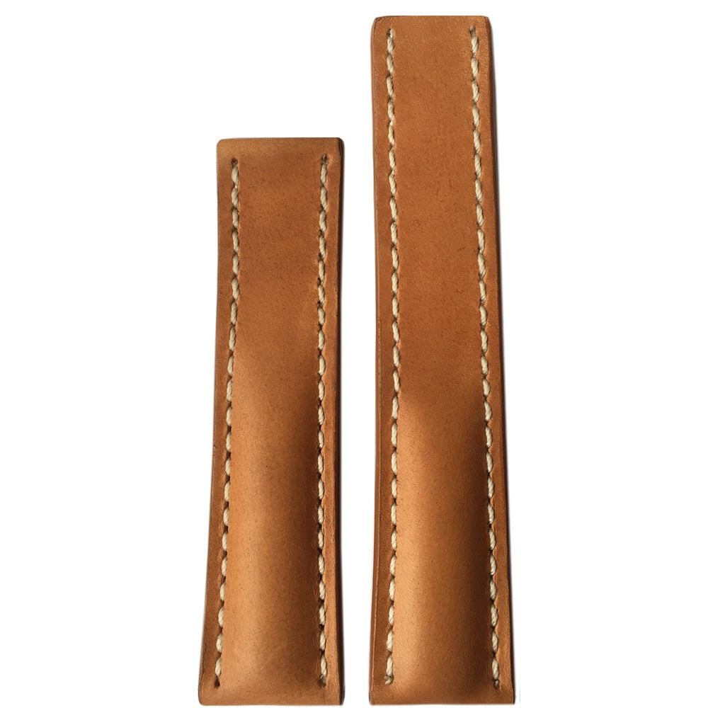 Distressed Vintage Leather Watch Band | Sand | White Stitch | Breitling Deploy