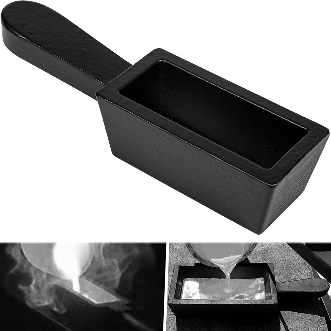 25 oz Cast Iron Loaf Bar Ingot Mold W/ Handle Melting Gold Silver Copper Scrap