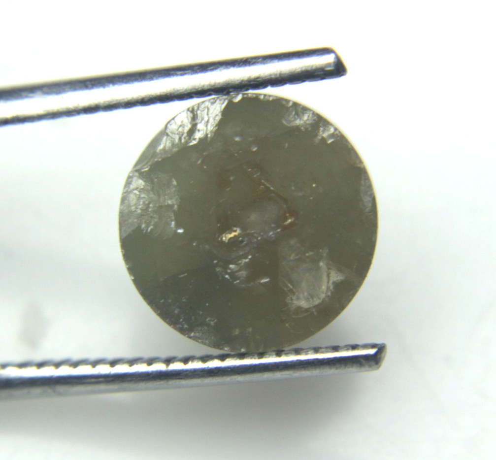 6.45Cts Gray Color Round Rose Cut Diamond Big Natural Real 10.70-10.92×5.95 MM
