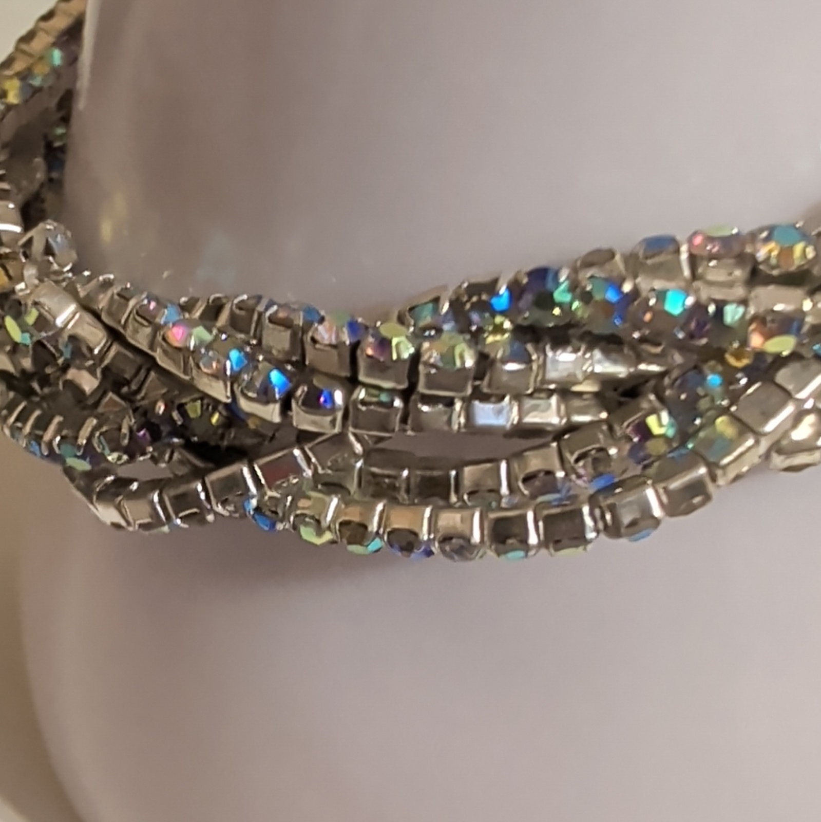 Silver-Tone Crystal Rhinestone Multi-Strand Wrap Stackable Bracelet No Closure