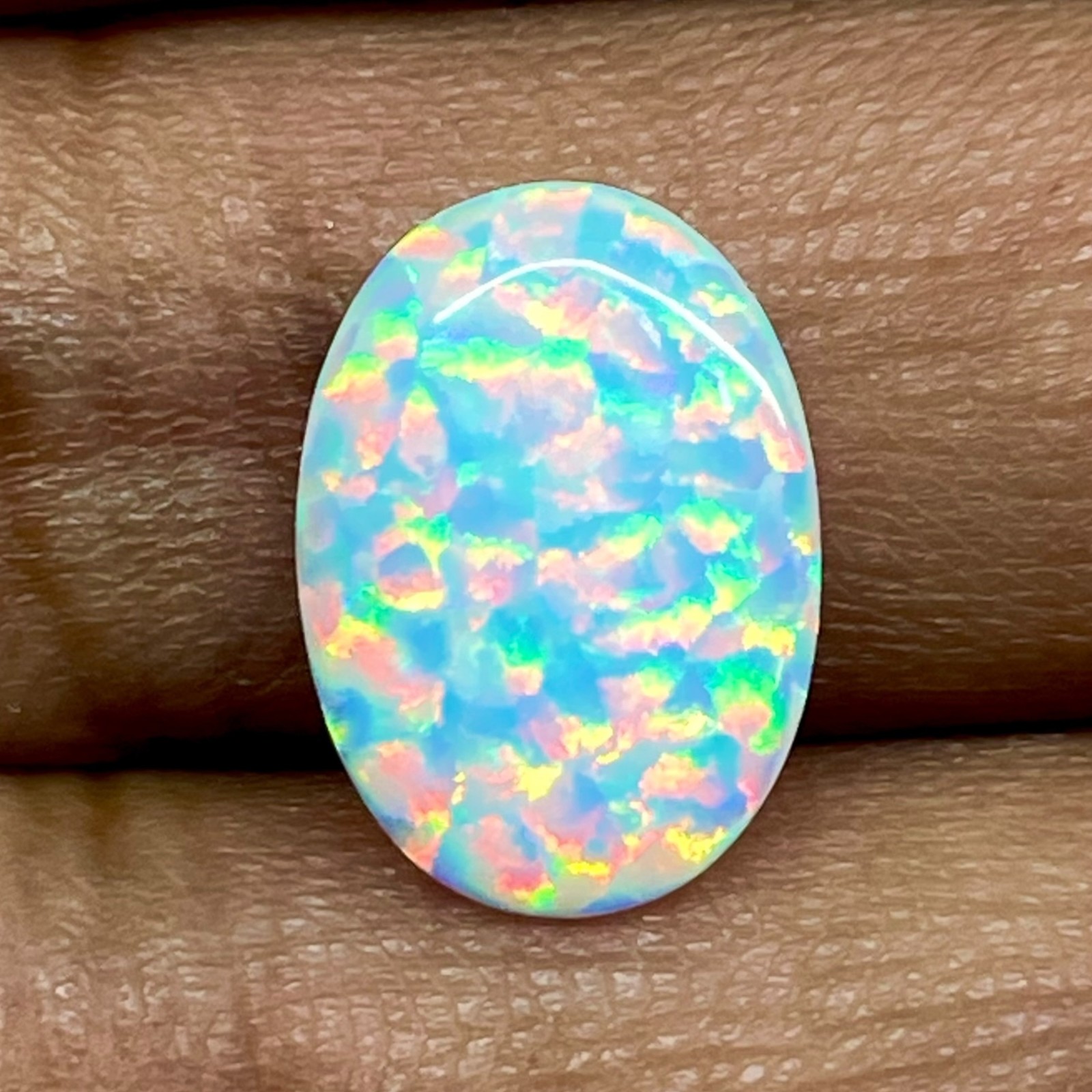 1.60 Cts Australian Opal 14x10mm Oval Cabochon AAA Quality Lab Created Gemstone