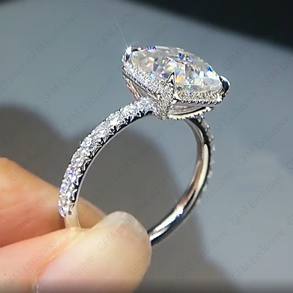 3.85 TCW Asscher Cut Moissanite Women’s Engagement Ring In 14k White Gold Plated