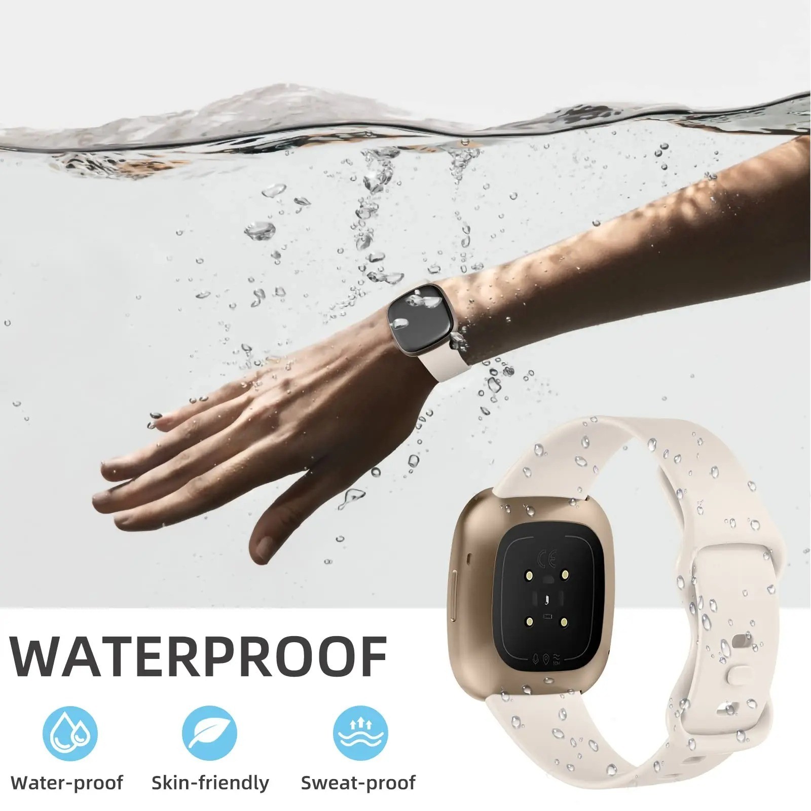 For Fitbit Versa 3/4/Sense Silicone Strap Wristband Replacement Watch Band Sport