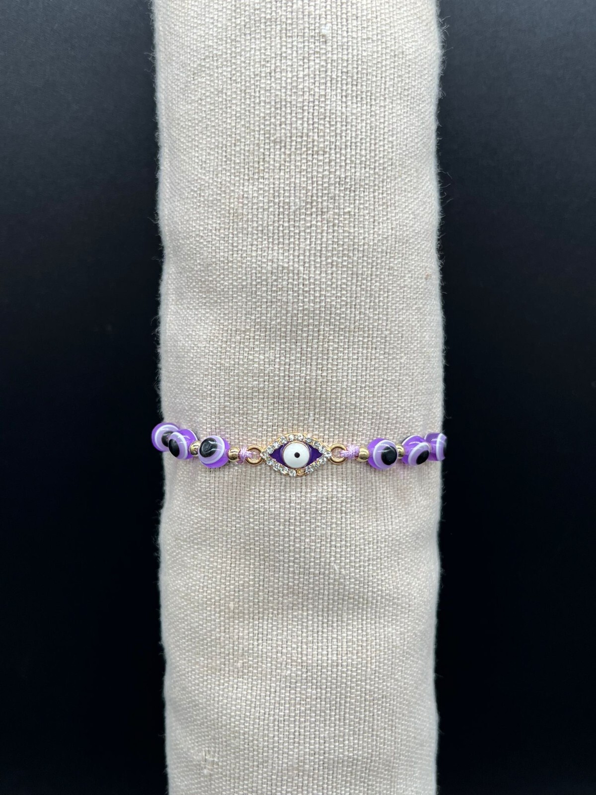 Evil Eye Many Colors Bead Gold Tone Adjustable Bracelet