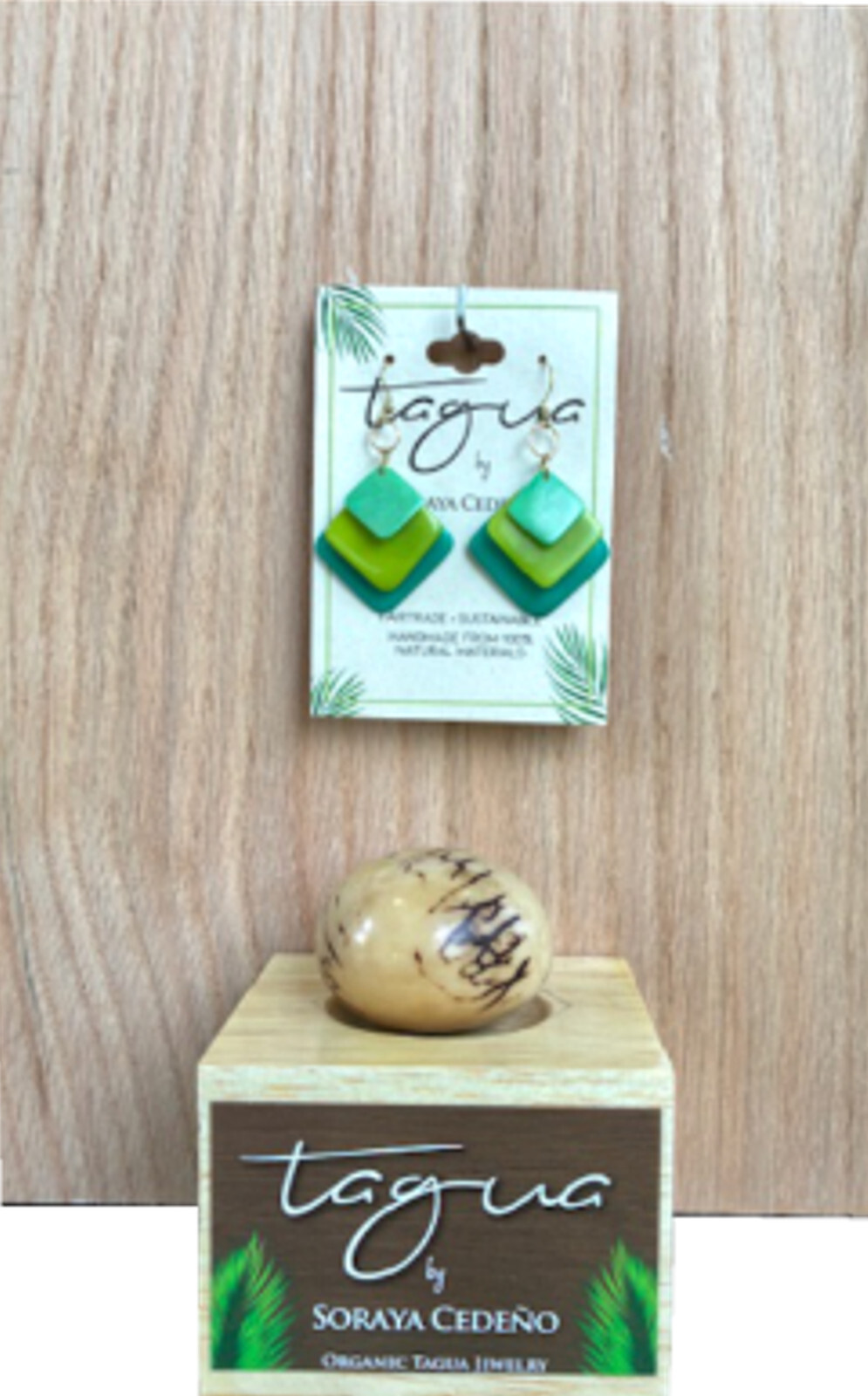 Tagua Nut Jewelry By Soraya Cedeno, Earring, Mineva, Emeral Green-Lime Mint