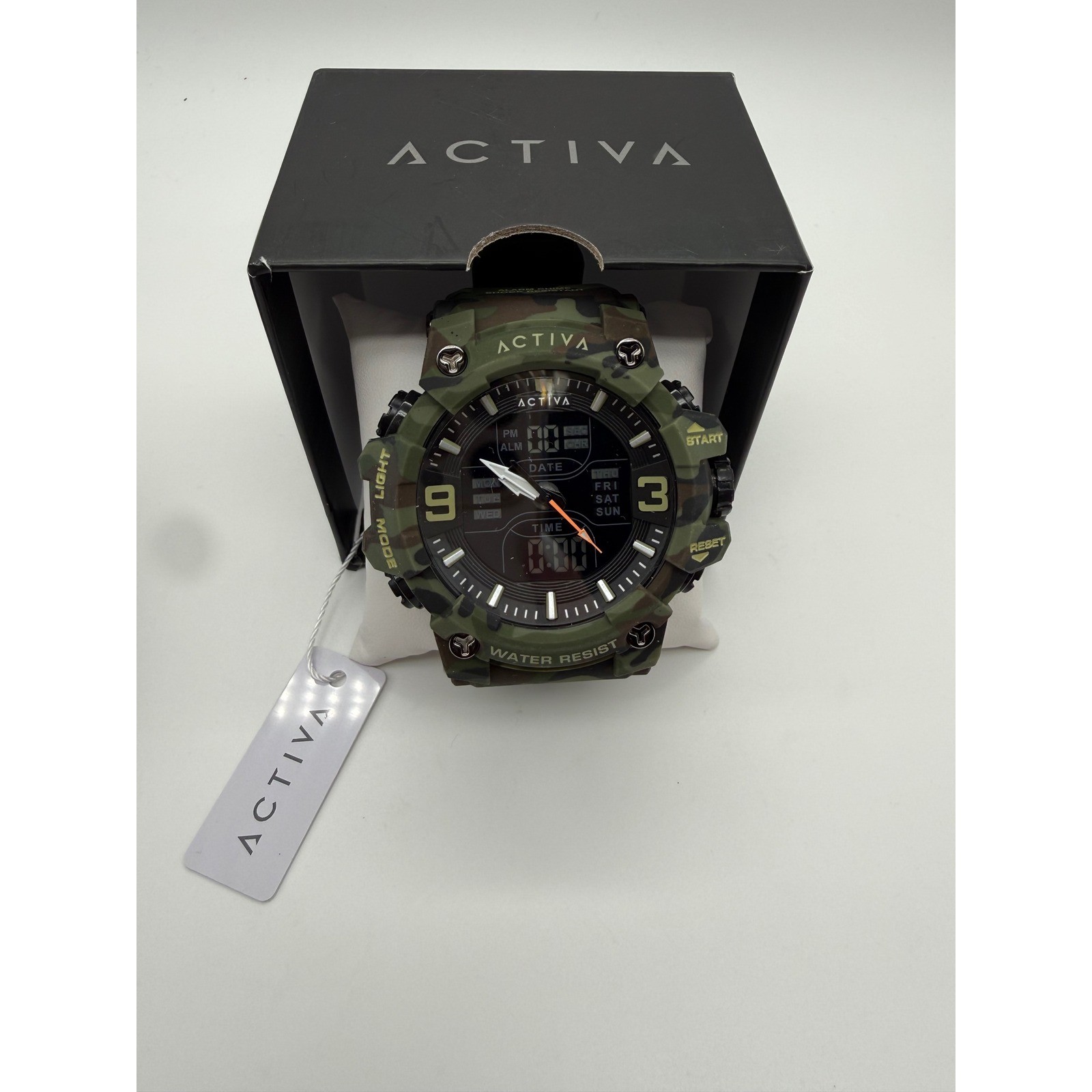 Activa Mens Ana-Digi Camouflage Sport Watch Green Camo ACW8049MC-001 New