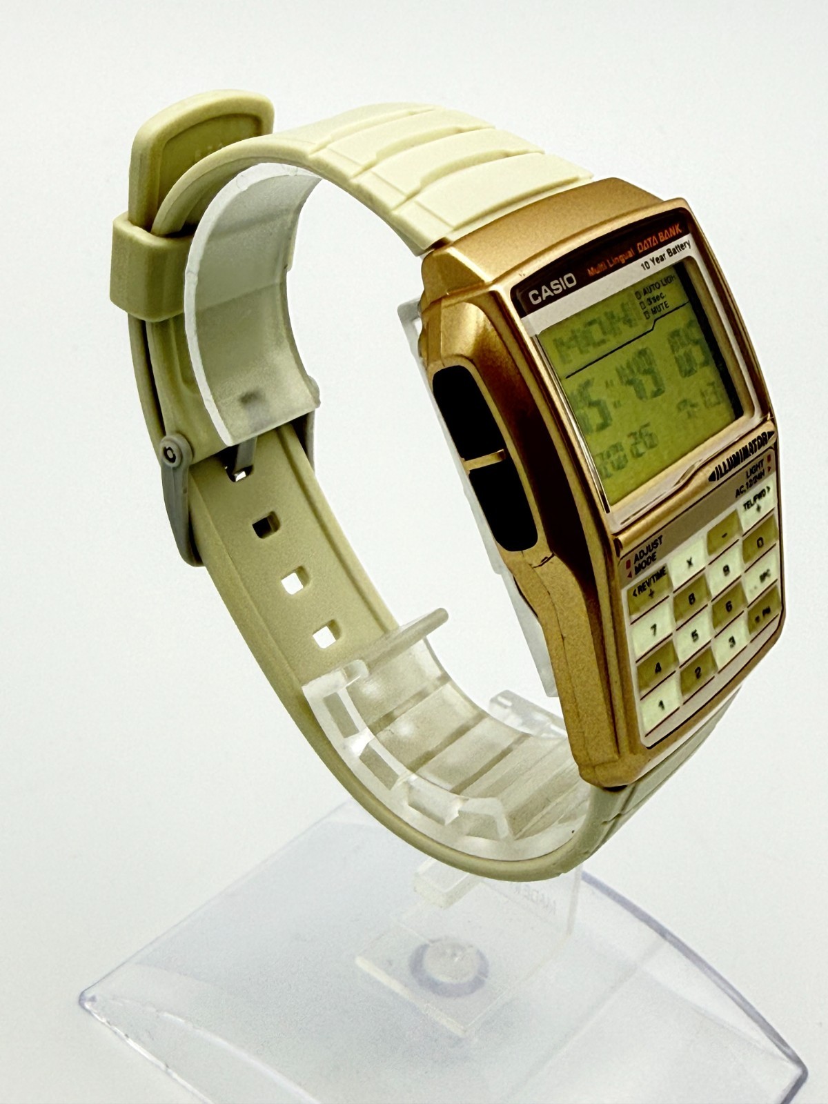 CASIO DBC-32 Data Bank Digital Calculator Beige Gold Color Quartz Watch – Rank A